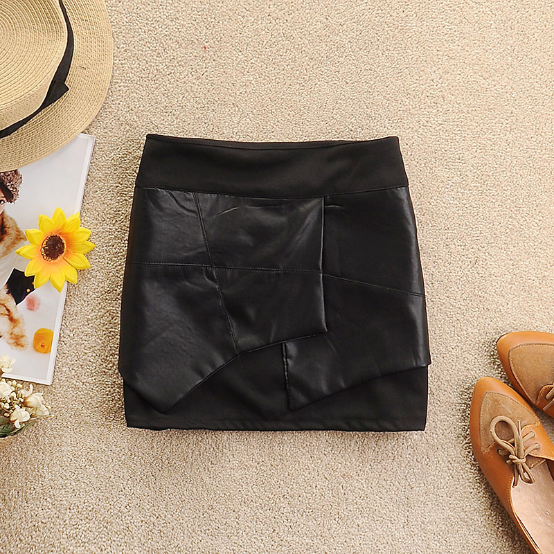 Free shipping Alibaba express 20 slim hip leather shorts black basic skirt bag skirt 8416a112p49