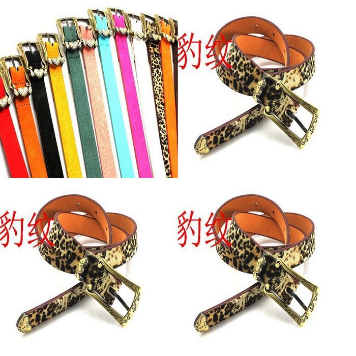 FREE SHIPPING All-match candy color thin belt leopard print thin belt women's small leather hf02