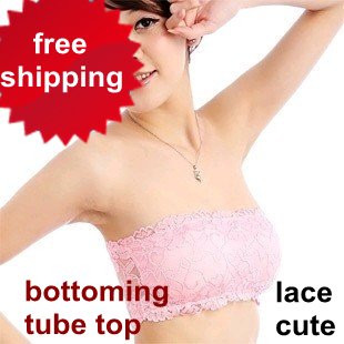 free shipping all-match lace decoration two ways tube top spaghetti strap tube top belt pad multicolor