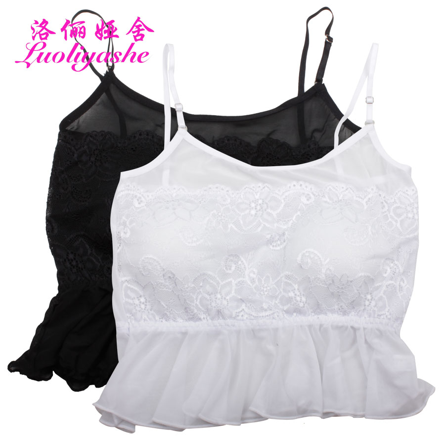 free shipping All-match spaghetti strap tube top sexy exquisite full lace tube top basic tube top vest underwear top belt pad