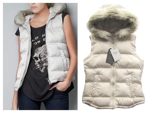 Free Shipping American and European Style 2012 knitted patchwork fur collar the disassemblability with a hood vest S,M,L size