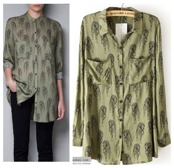 Free shipping American and European style 2013 autumn women's leopard print long shirt  icolor  S  M  L  sizes