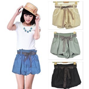 free shipping AMIO candy color bloomers beach pants bow shorts hot sale wholesale