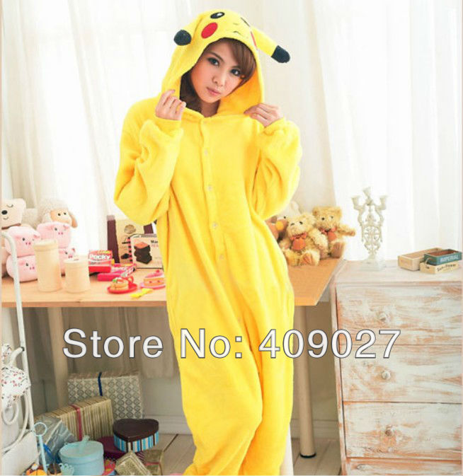 Free Shipping Anime Pokemon Pikachu Costume Animal Cosplay Kigurumi Pajamas S M L XL size