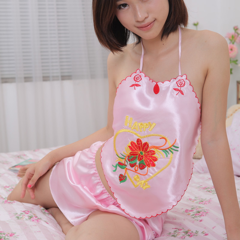 free shipping Apron women's underwear sexy sleepwear faux silk tube top happpday series