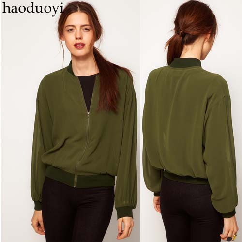 Free Shipping Army Green satin chiffon rib knitting cuff zipper sweater outerwear top spring and autumn 6 full