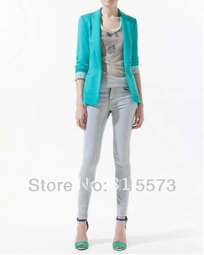 Free Shipping AS-115573 Woman Candy Color Suit Blazer Foldable Sleeves Coat XS/S/M/L