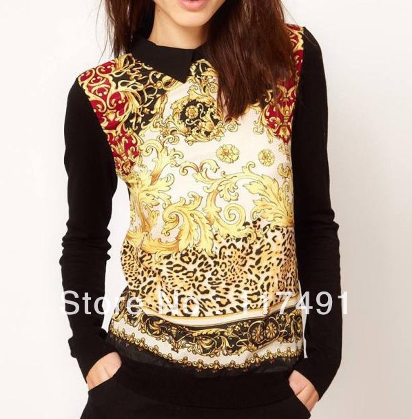 free shipping aso* 2013 fashion blouses Palace cuff sleeve rivet behind zipper Pullover head shirt zar*/AyuK* tee/t-shirt ft161