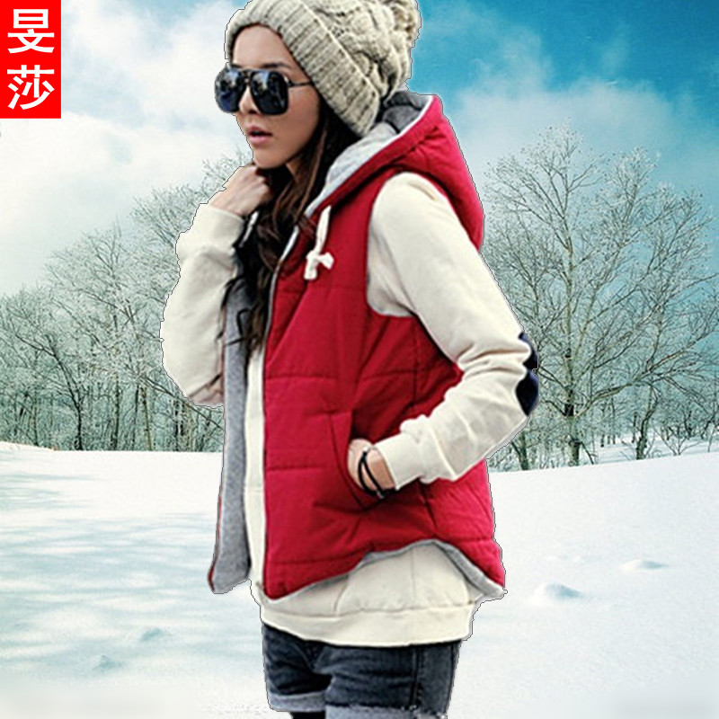 Free shipping Autumn 2012 new arrival women's cotton-padded with a hood thickening vest casual vest female Fashion Woman Dress