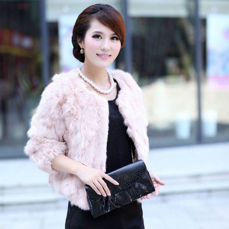 Free shipping ! Autumn and winter 2012 rabbit fur coat women short design