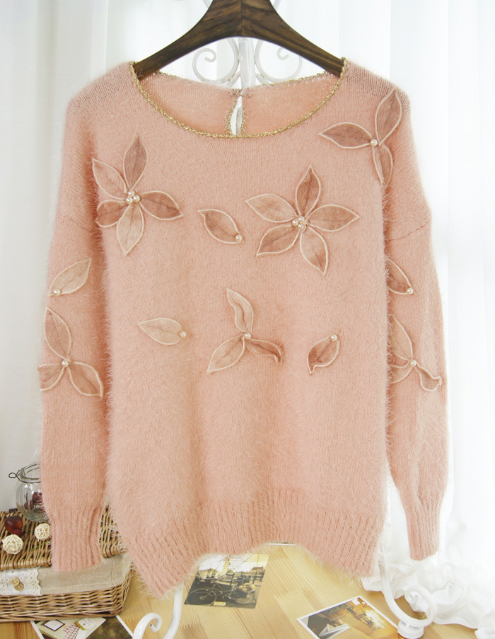 Free Shipping, Autumn and winter all-match mohair sweater pullover fresh sweet sweater short design sweater female