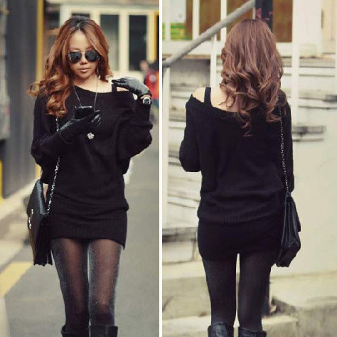 Free shipping autumn and winter all-match slim hip batwing sleeve sweater basic gentlewomen knitted sweater autumn and winter