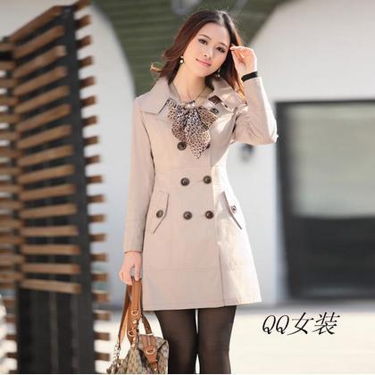 Free shipping Autumn and winter bow button decoration trench outerwear slim outerwear women's