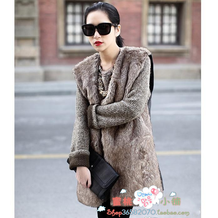 free shipping Autumn and winter comfortable soft faux fur vest faux vest rabbit fur regular style waistcoat