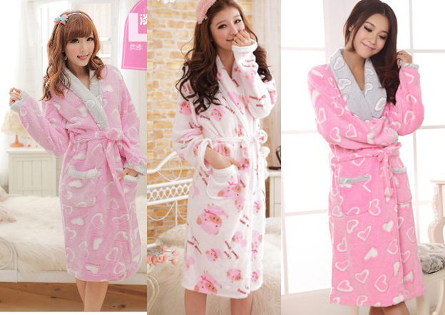 free shipping Autumn and winter coral fleece long-sleeve lounge thickening women's  robes