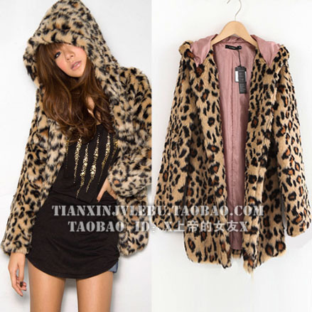 Free shipping,Autumn and winter fashion hot sexy queen leopard print velvet faux medium-long overcoat outerwear,Drop shipping