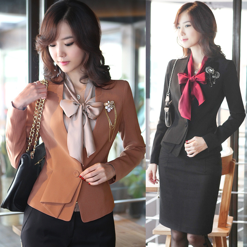 free shipping Autumn and winter fashion professional women's easy care slim skirt formal suits work wear blazer a67