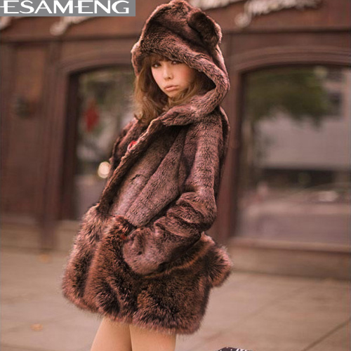 Free shipping Autumn and Winter fur Women's Bear Coat thickening thermal explaines heavly overcoat outerwear 0486