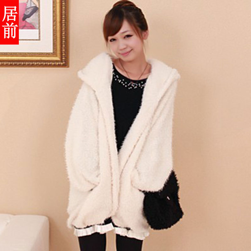 Free Shipping Autumn and winter g8186 velvet strip cap long design cardigan loose outerwear cape LDX