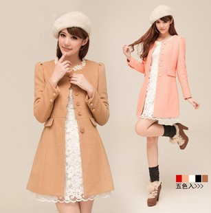 free shipping autumn and winter new arrival plus size trench medium-long women overcoat woolen outerwear