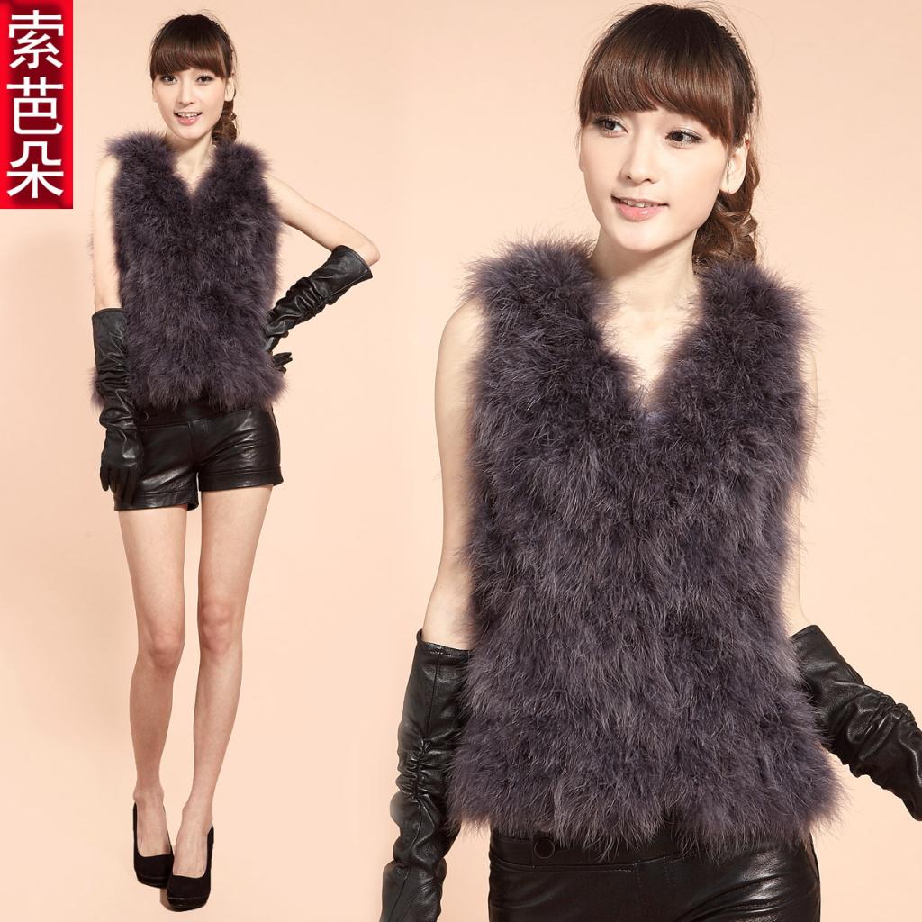 Free Shipping autumn and winter ostrich fur fashion vest ,women's outerwear turkey  fur