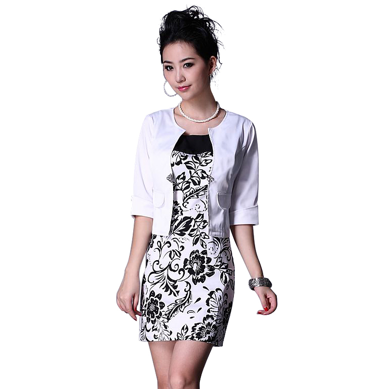 Free shipping Autumn and winter skirt plus size clothing elegant work wear suit print one-piece dress