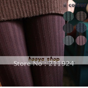 Free shipping autumn and winter velvet jacquard twisted stripe pantyhose female basic stockings