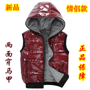 Free shipping! Autumn and winter women's thickening down cotton vest cotton vest reversible leather vest thermal lovers male