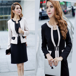 Free Shipping Autumn and winter work wear women's skirt small suit jacket +one-piece dress autumn formal work wear