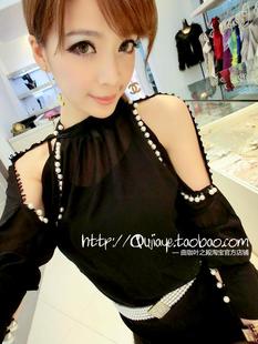 free shipping Autumn autumn new arrival strapless t-shirt elegant shirt ladies chiffon top