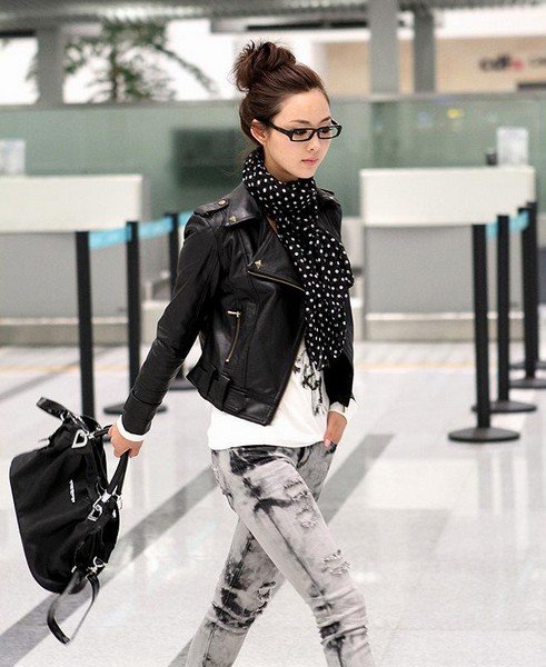 Free shipping Autumn Fashion Women turndown Collar Rivet PU Leather Jacket Coat Lady Outerwear