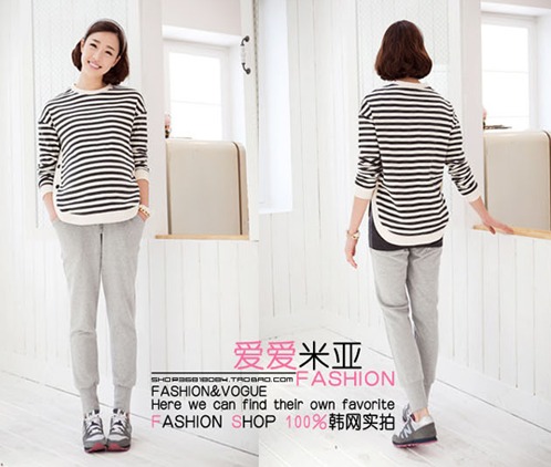 Free Shipping Autumn maternity clothing stripe side buckle short design maternity t-shirt maternity top