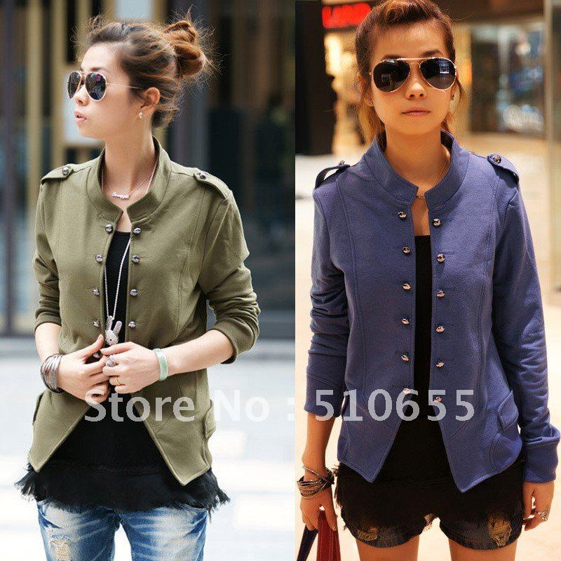 Free Shipping / Autumn new arrival 2012 women's  jacket / all-match slim / stand collar / double breasted  coat / Wholesale