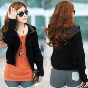 Free Shipping Autumn new arrival female cardigan knitted zipper-up casual all-match