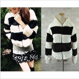 Free Shipping  Autumn new female small pepper black and white striped shorts Thermal Hoodie Jacket Small  patchwork   b064 of