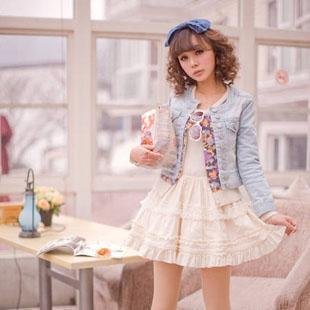 Free Shipping   Autumn New Korean women's o-neck long-sleeved denim jacket short jacket denim clothing/Wholesale & Retail