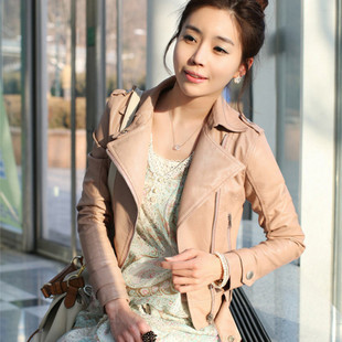 Free shipping Autumn New Women's Zipper PU Leather Jacket Lady Coat Outerwear LM234