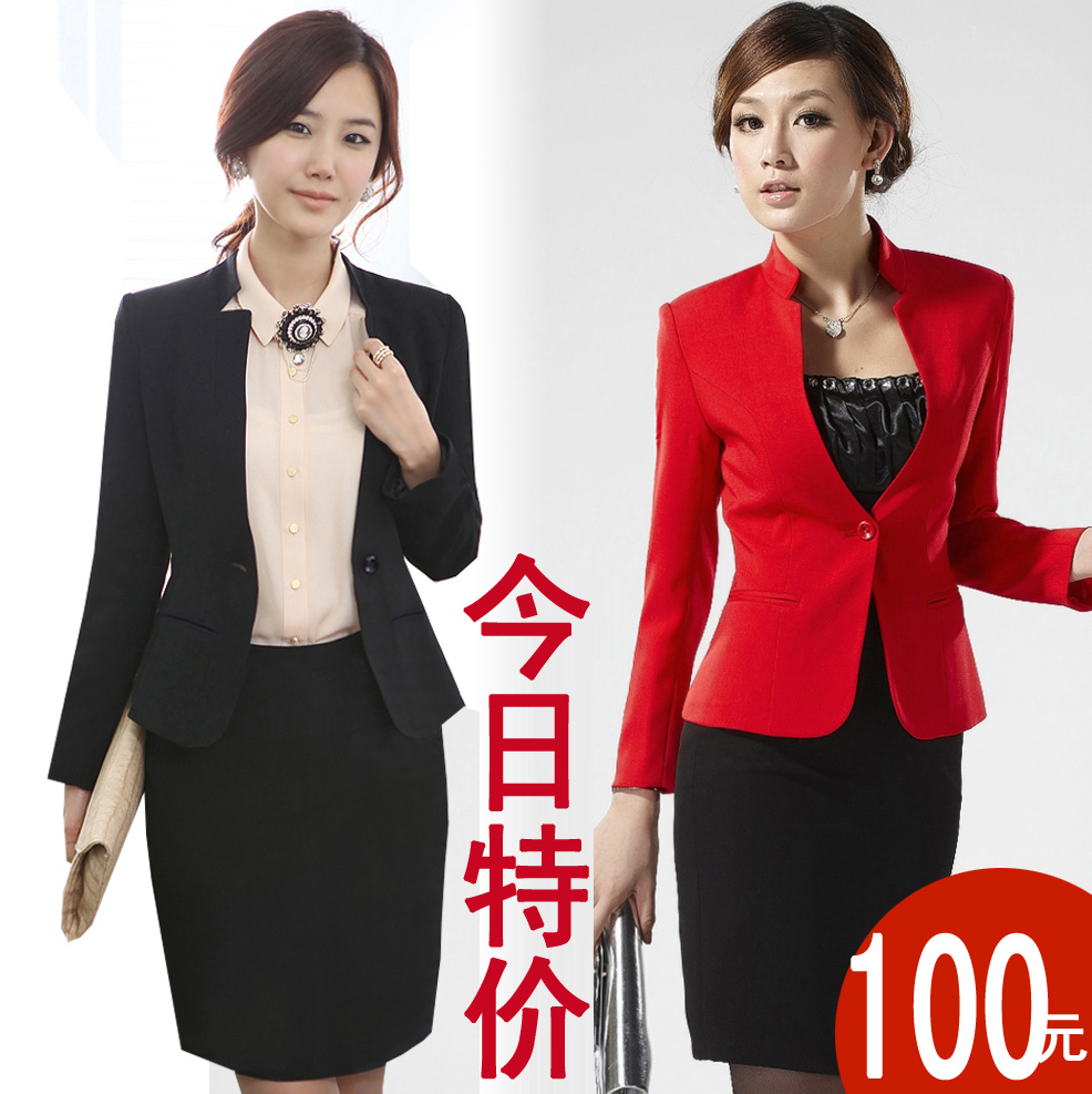 free shipping Autumn ol work wear women's set fashion slim dress work wear formal twinset sets