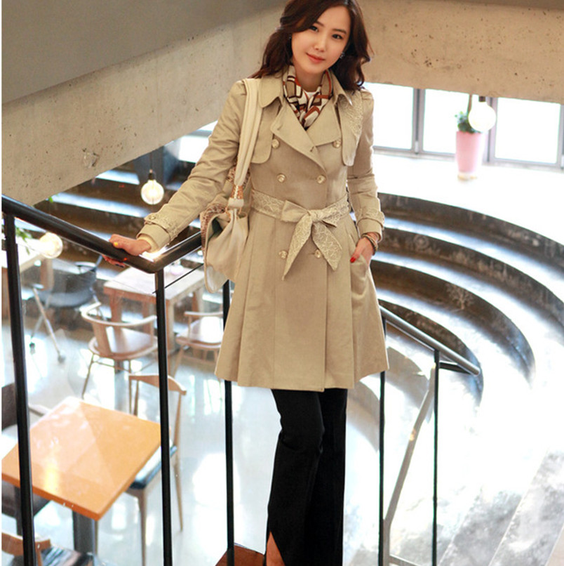 Free shipping autumn plus size outerwear slim lady long coat