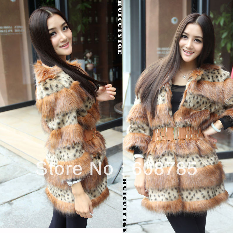 Free shipping Autumn Winter Elegant Luxury Fox Fur Coat Slim Women's Overcoat Warm Ladies Jacket Outerwear B0713