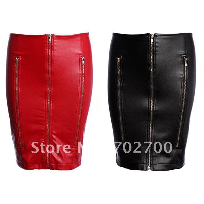 Free Shipping Autumn Winter Fashion Sexy Design Zipper High Waist Imitated Genuine Leather Pencil Skirt Women Holiday Sale