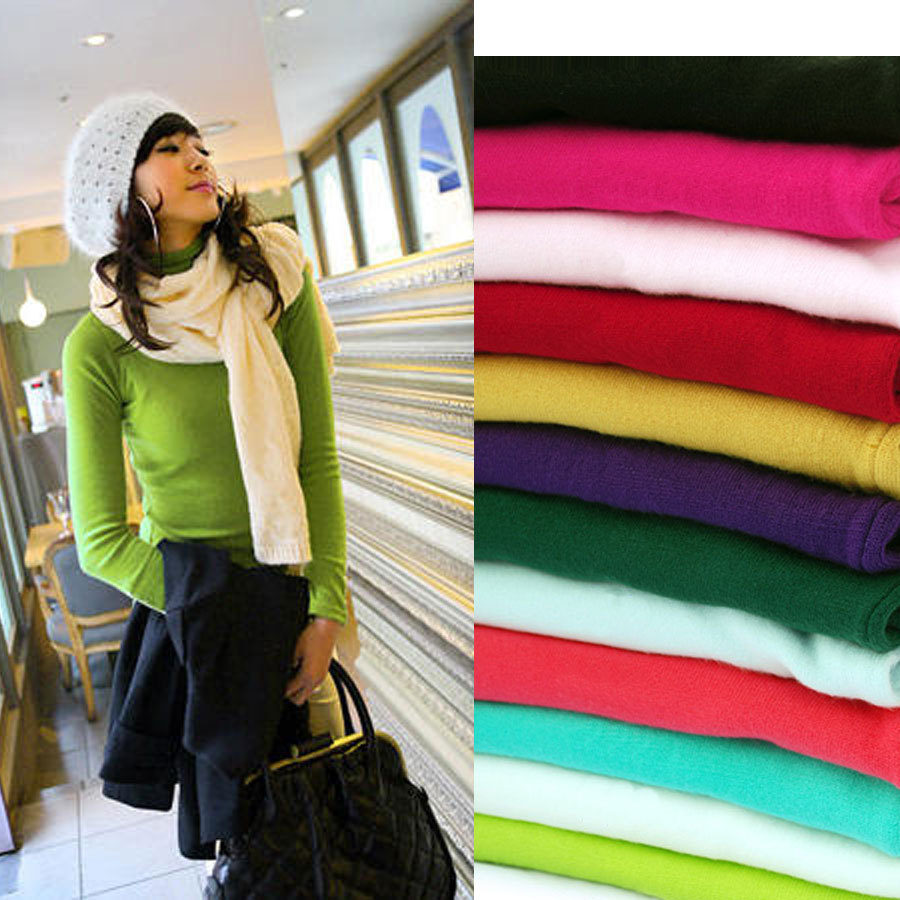 Free Shipping  Autumn Winter Korean Women Slim Long Sleeve Sweeet Turtleneck Cardigan Causul Knitting Sweater Fashion Ladies