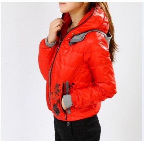 free shipping ! Autumn winter woman double cap oil painting short design  down jacket  AFT204