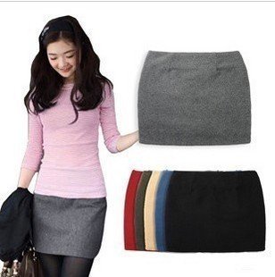 free shipping autumn&winter women skirts high quality cotton+wool slim candy color lady leather size S-XL Low price for credit