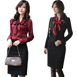 free shipping  autumn women's fashion career shirt suit jacket skirt three pieces set work wear