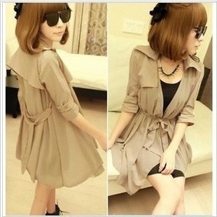 Free shipping Autumn women's fashion trench outerwear long design and elegant slim chiffon patchwork trench