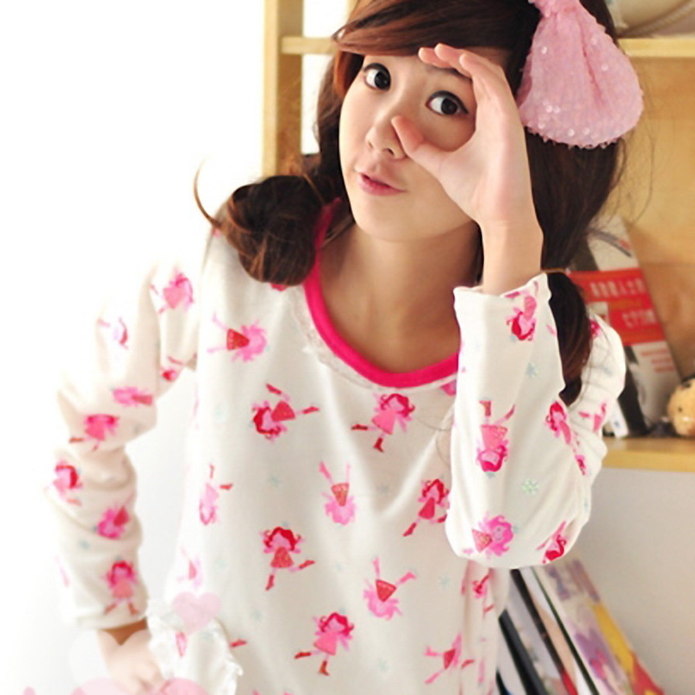 Free shipping  autumn women's long-sleeve polar fleece fabric cartoon sleepwear lounge set