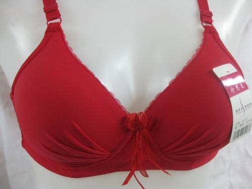 Free shipping B cup wireless bra women's underwear small 3 breasted bra red short in size