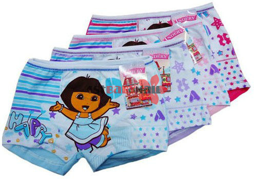 Free shipping! baby girls' cartoon panties DORA panties girls' underwears pure cotton shorts baby clothes short pants 24pcs