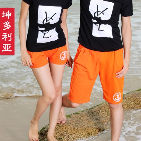 Free shipping! Beach pants lovers male women's candy color shorts female summer shorts lovers summer shorts